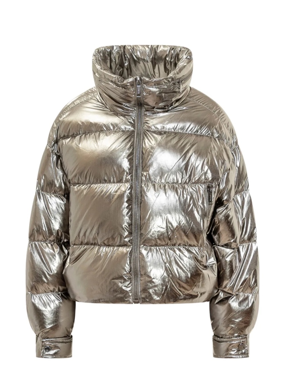MICHAEL Michael Kors Metallic Silver Puffer Jacket